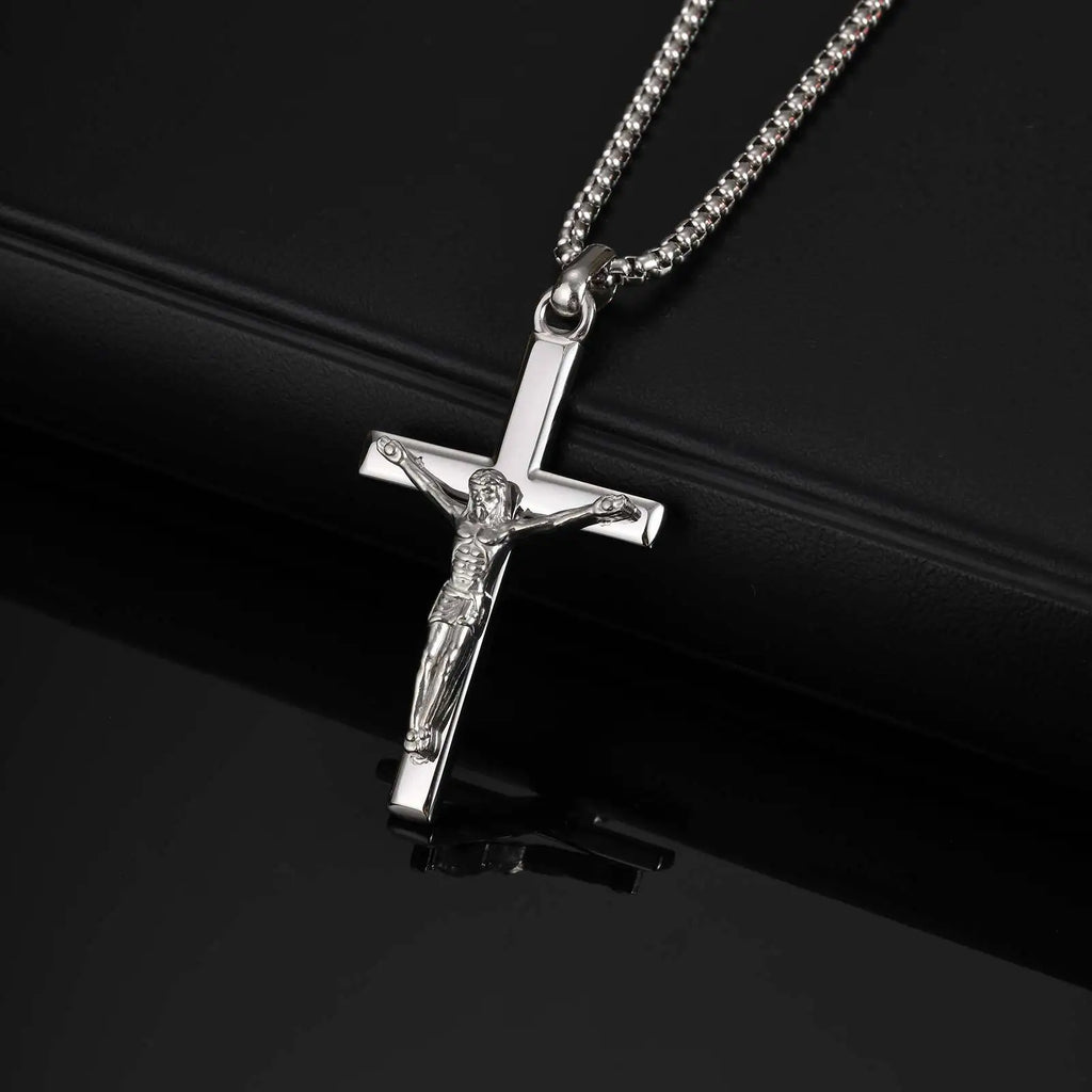 Catholic Cross Pendant Necklace — Stainless Steel