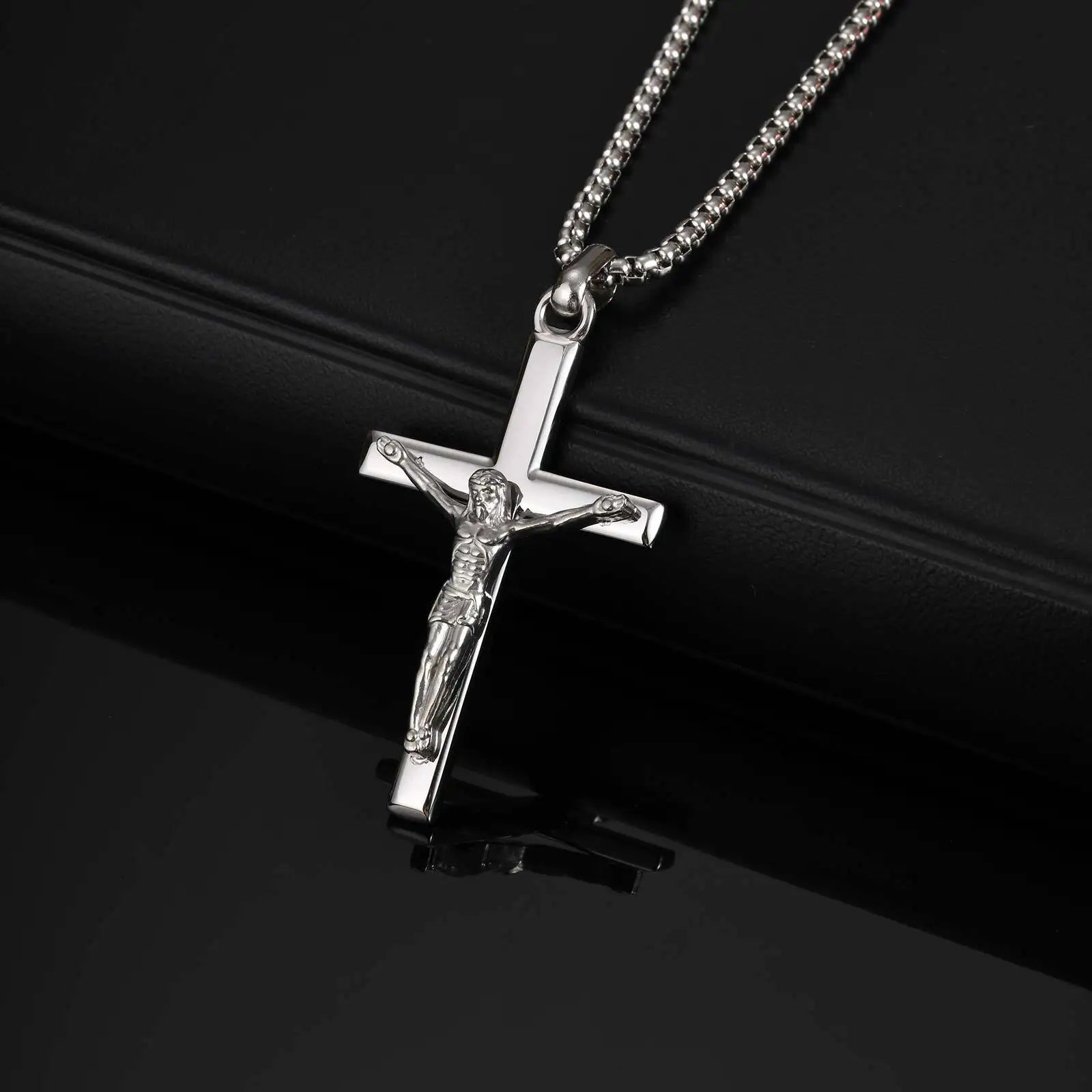 Catholic Cross Pendant Necklace — Stainless Steel