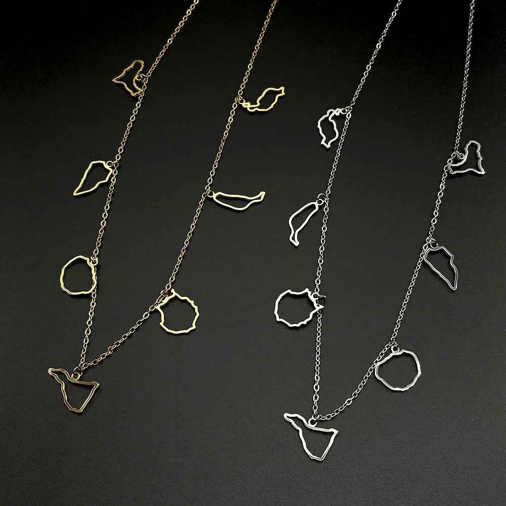 Canary Islands Map Choker Necklace — Stainless Steel