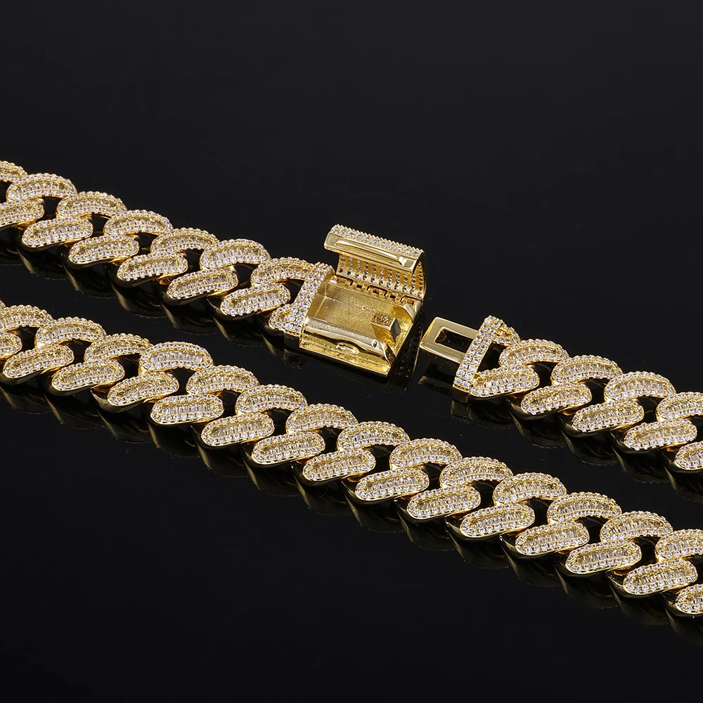 NUOYA Hip Hop 15mm Iced Out Zircon Bracelet Hip Hop Miami Cuban Chain Bracelet Men Jewelry Gift