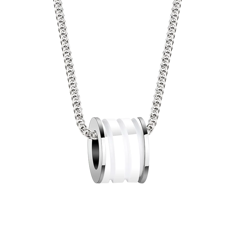 SAYA Men Tungsten Carbide Ceramic Bead Pendant Necklace Hip Hop Barrel Transfer Charm Long Sweater Chain Male Daily Jewelry Gift