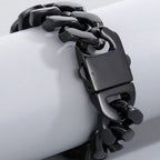 Massive Black Chunky Curb Cuban Chain Bracelet for Man Polished Stainless Steel Durable Jewelry Gifts for Men Trendy