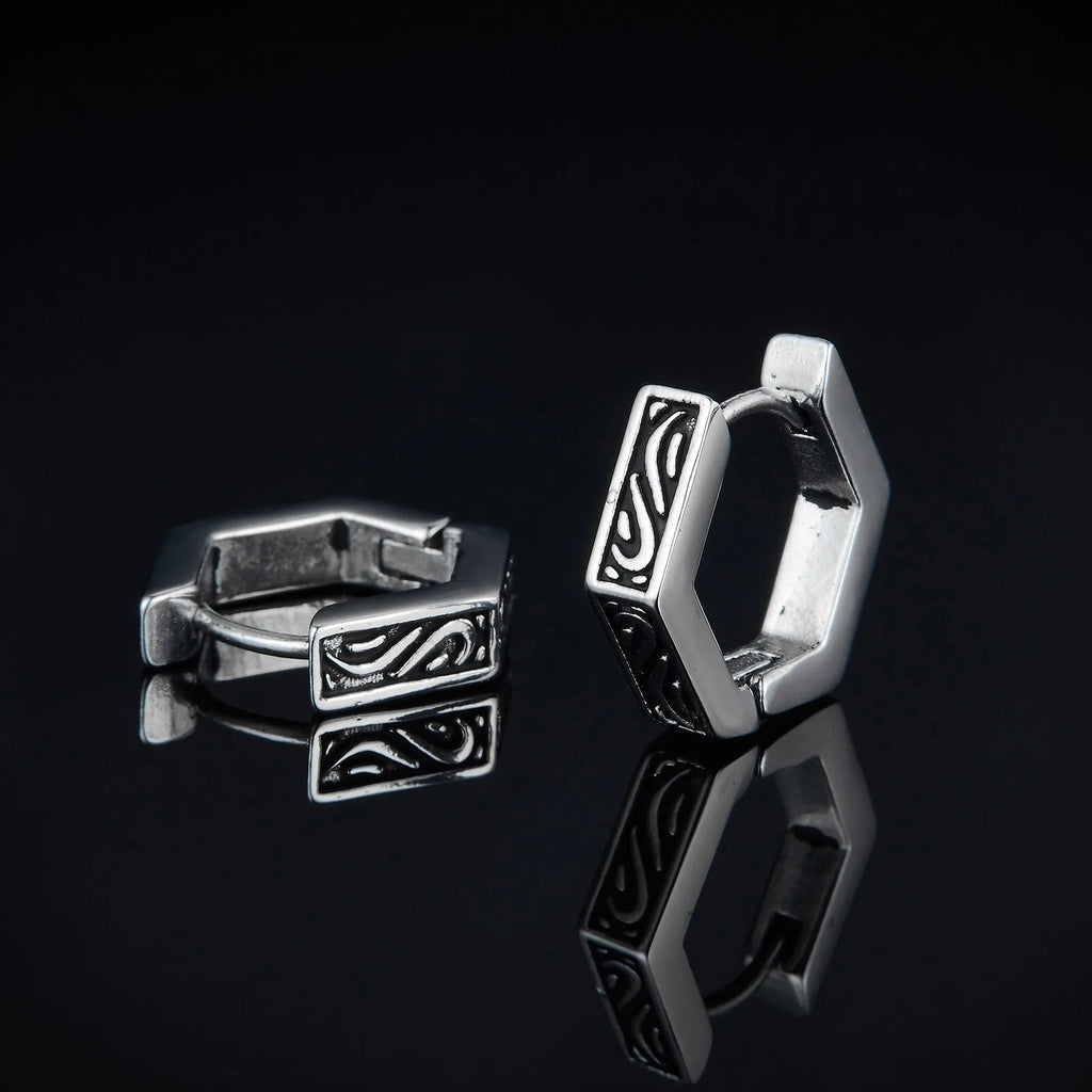 Geometric Hoop Earrings — Stainless Steel