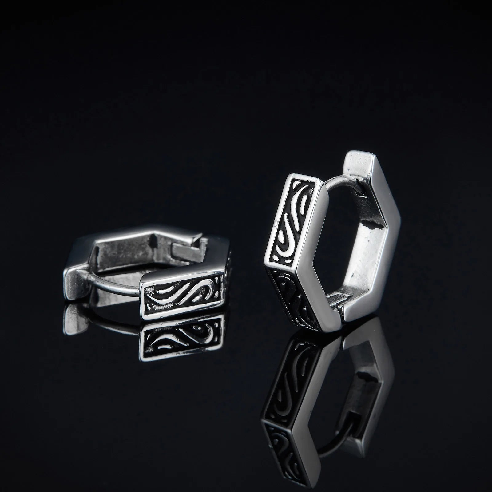 Geometric Hoop Earrings — Stainless Steel