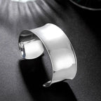 Wide Smooth Cuff Bangle Bracelet for Women — Silver-Tone