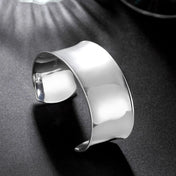 Wide Smooth Cuff Bangle Bracelet for Women — Silver-Tone