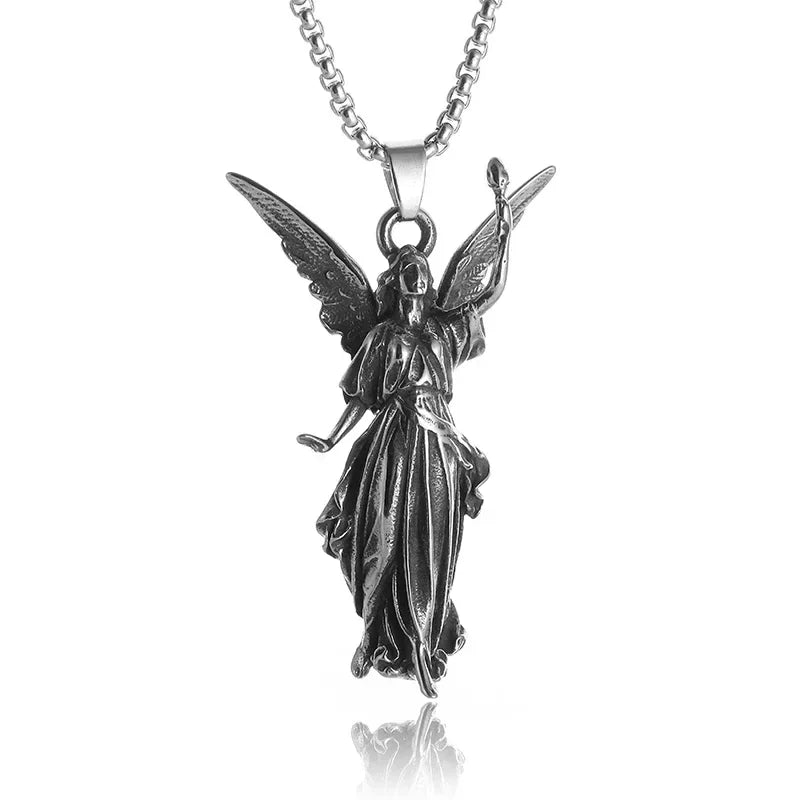 Cat Wings Animal Pendant Necklace — Silver