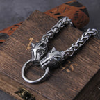 Stainless Steel Viking Goat Head Square-link Chain with Round Clasp without Pendant with wooden box as christmas gift
