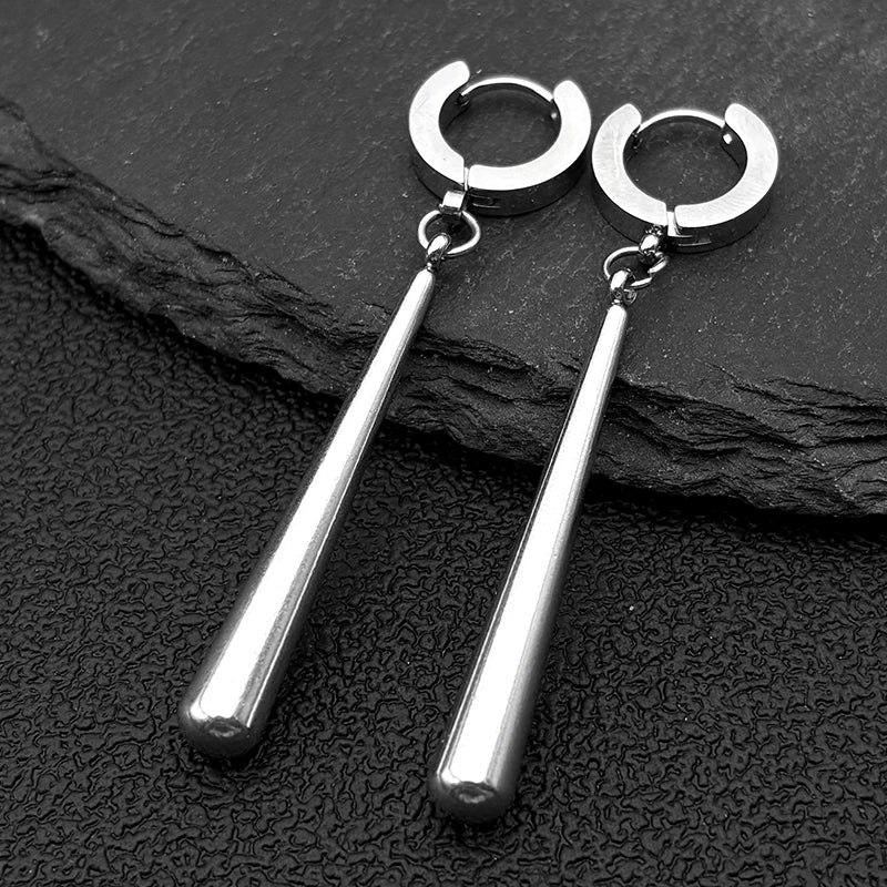 Spike Huggie Hoop Earrings Men Large Stainless Steel Spike Gothic Punk Emo Alternative Women Female Ear Rings Jewelry
