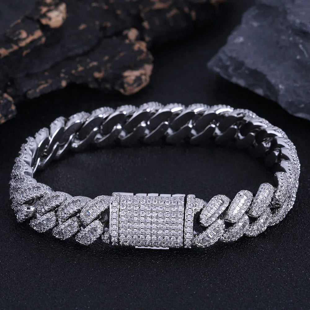 Iced Out Cuban Chain Necklace Stainless Steel 12MM