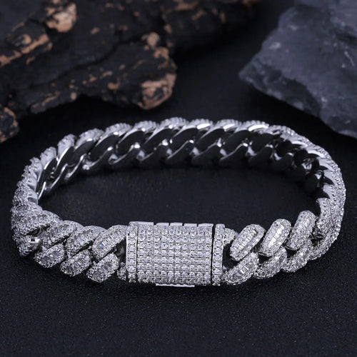 Iced Out Cuban Chain Necklace Stainless Steel 12MM