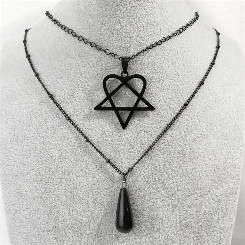 Gothic Layered Black Chain Necklace — Stainless Steel