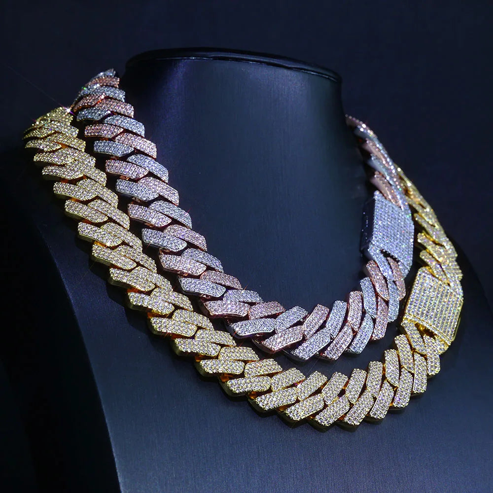 2026NUOYA 20MM Width Iced 5A CZ Miami Cuban Necklace Hip Hop Rapper Two Color Cuban Link Chain Chrismas Jewelry Gift