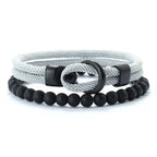 Fashion Mens Bracelet Set Lucky Thread Wrap Braclet Meditation Onyx Stone Beads Braslet Hombre Hand Accessories Fabric