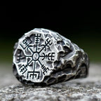 2023 NEW Men's 316L Stainless-Steel Rings Viking Runes Compass Totem Odin Meteorite Fashion Jewelry for Gift Free Shipping