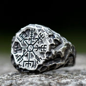 Viking Odin Rune Compass Totem Ring — 316L Stainless
