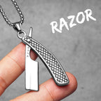 Barber Tools Pendant Necklace — Stainless Steel