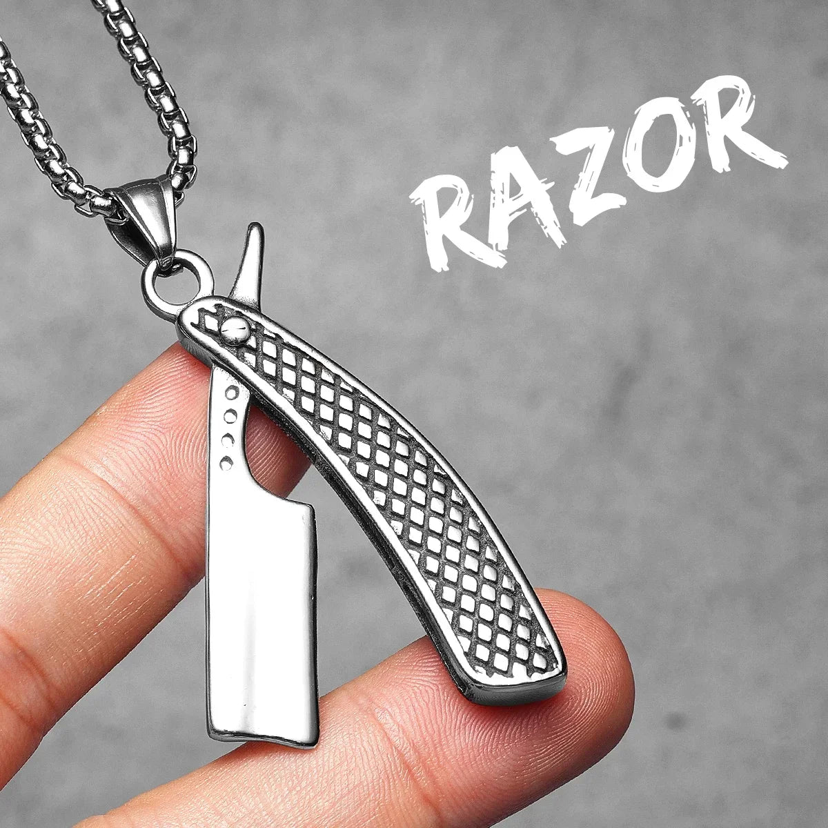 Barber Tools Pendant Necklace — Stainless Steel