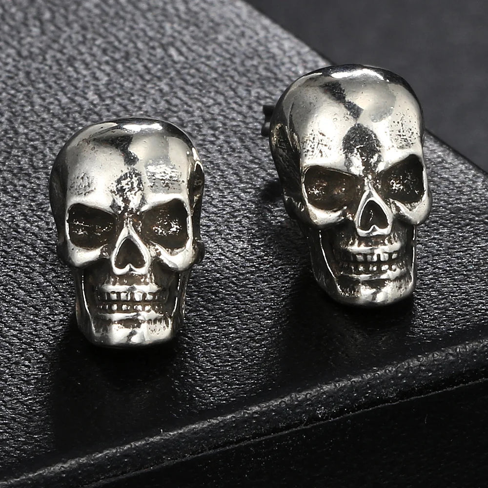 Skull Stud Earrings — Stainless Steel