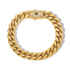 Black Cuban Bracelet Stainless Steel 14K Gold 6-13MM