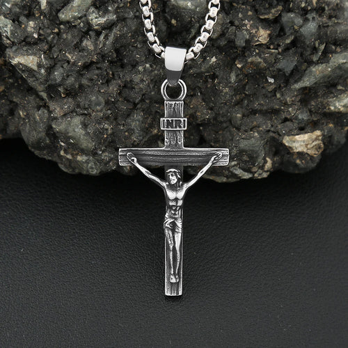 Cross Jesus Steel Pendant Vintage 316L Orthodox