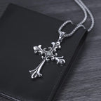 Gothic Style Retro Rhinestone Cross Stainless Steel Pendant ins Hip-Hop Men's Fashion Personality Versatile Necklace