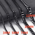 Waterproof Stainless Steel Cuban Link Chain Necklace For Men Goth Punk Accessory Jewelry Black Gold Silver Color
