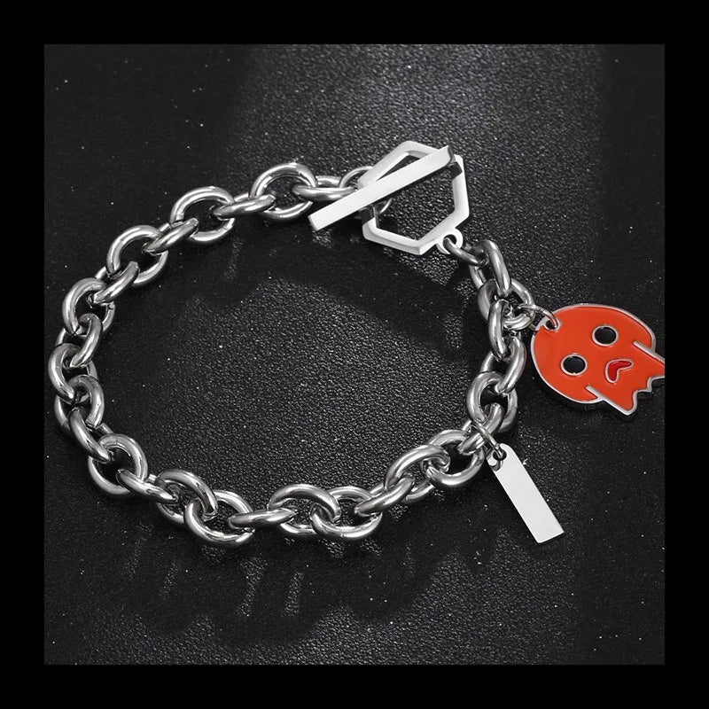 Skull Pendant Chain Bracelet — Stainless