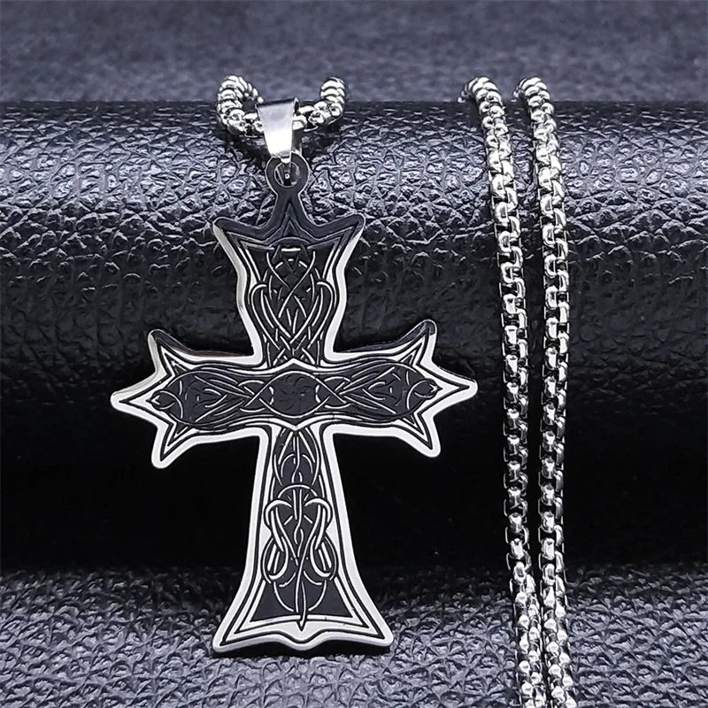Christian Christ Eucharist Halo Grape Juice Cross Necklace Stainless Steel Men Women Catholic Holy Spirit Church Chain