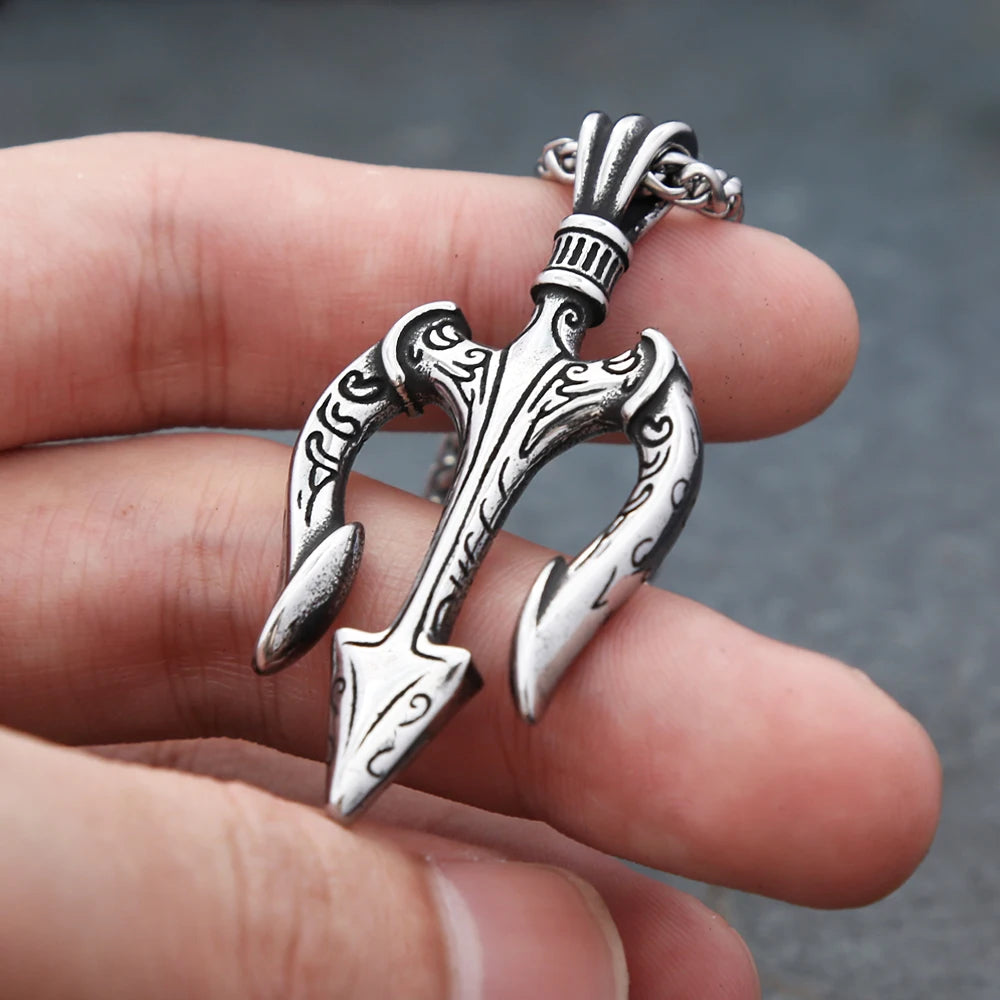 Poseidon Trident Pendant — Stainless Steel