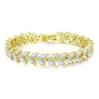 Silver Iced Out Leaf Bracelet Zirconia
