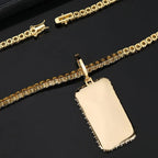 Iced Out Photo Pendant Necklace Rectangle