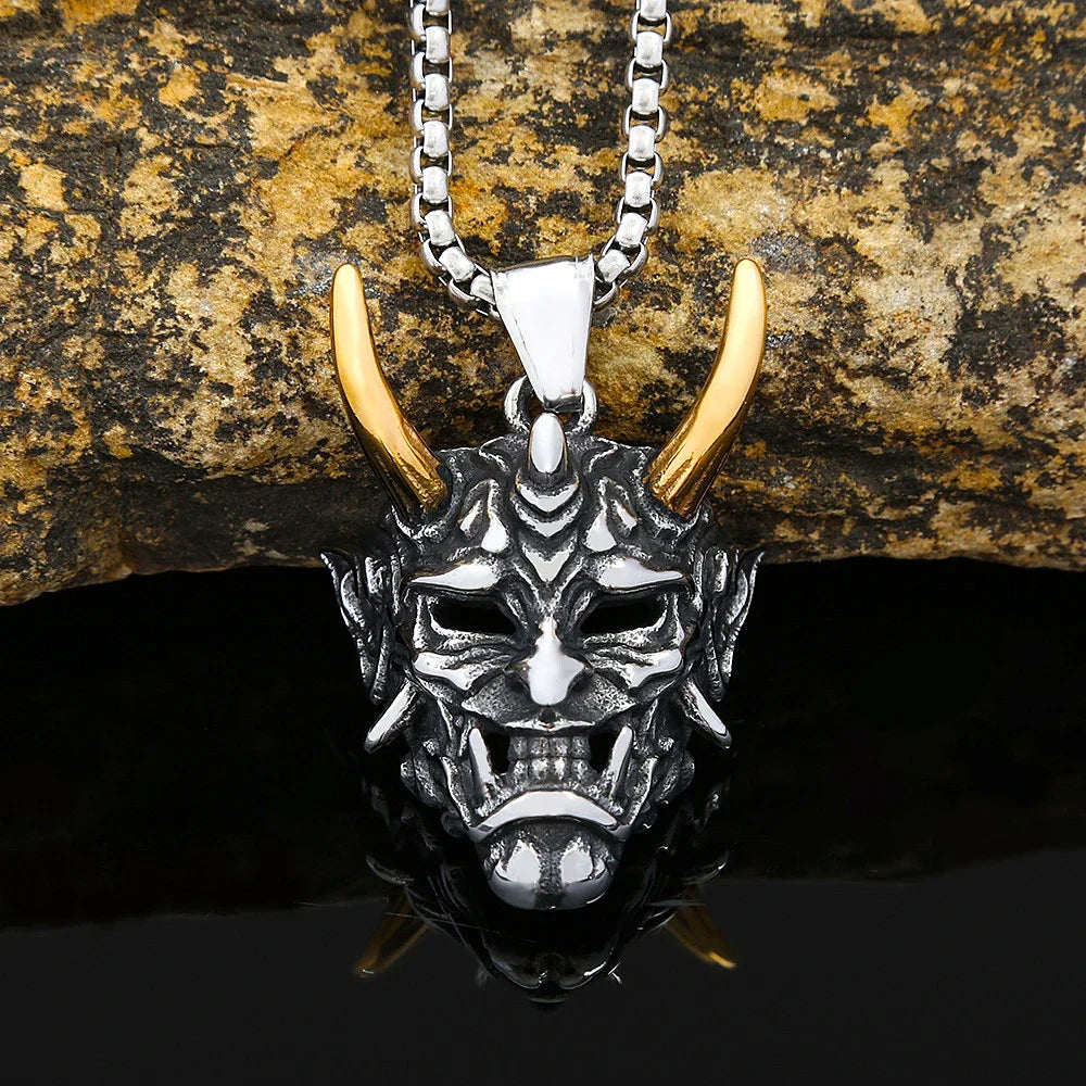 Gothic Ghost Skull Stainless Steel Pendant Necklace