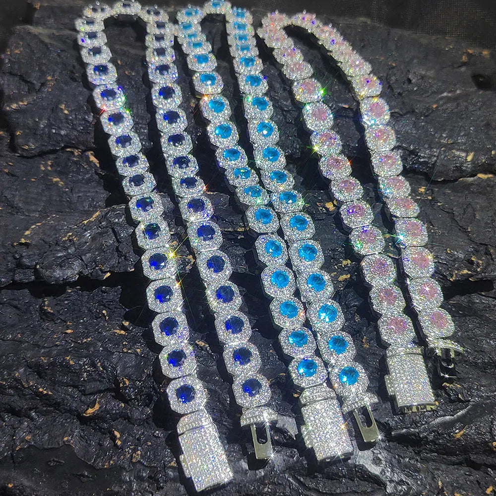 Tennis Chain Necklace Stainless Steel 12MM Cluster