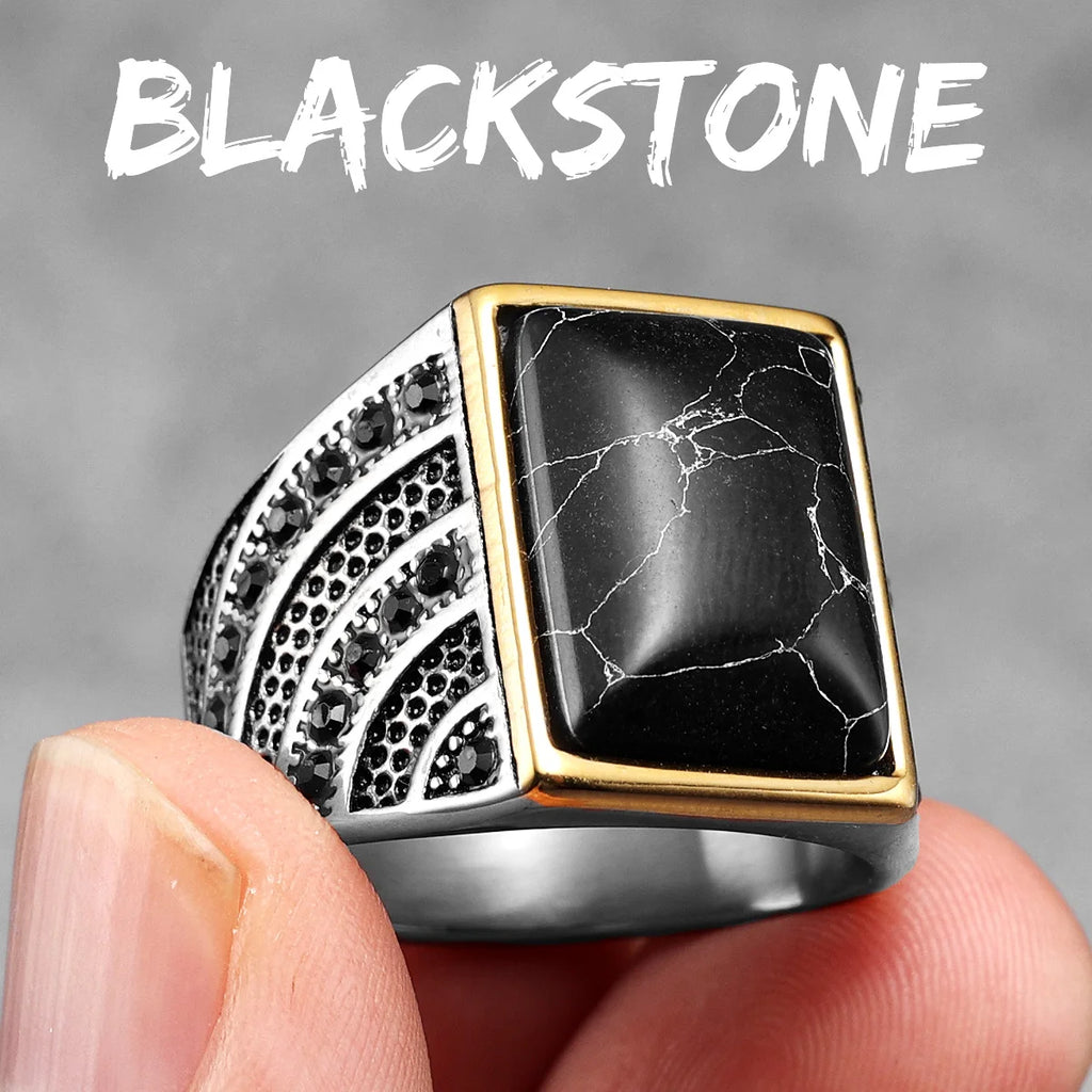 Simple Gemstones Rings 316L Stainless Steel Ring Trendy Luxury Men Elegant Rhinestone for Male Boyfriend Jewelry Classic Gift