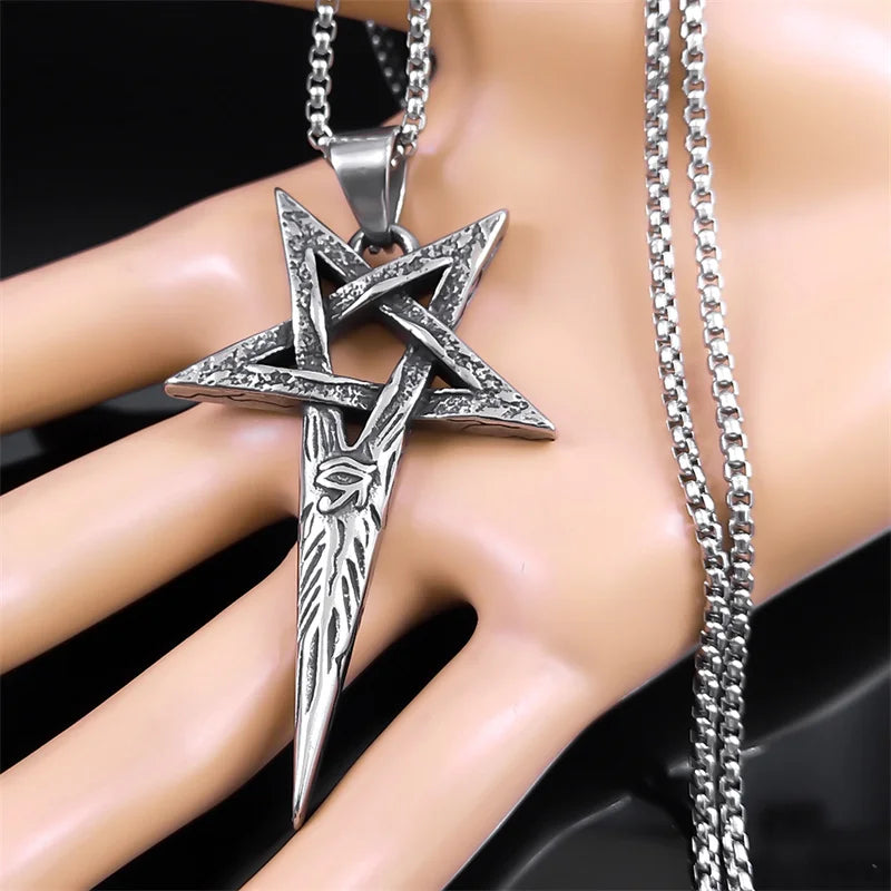 Eye of Horus Pentagram Stainless Steel Pendant Necklace