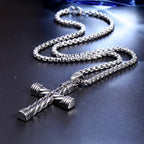 Korean Version Of Simple Stainless Steel Cross Necklace Pendant Men Fashion Christian Believer Pendant Punk Jewelry Gift