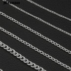 MAXMOON 1 piece Width 3mm/5mm/7mmCurb Cuban Link Chain Necklace for Men Women Basic Punk Stainless Steel Chain Chokers
