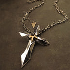 Knight Heart Stainless Steel Huge Cross Sword Pendant Necklace Men Male Metal Cruz Necklaces Jewelry Accessories