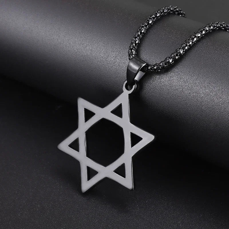 Exquisite and Creative Hip Hop Pentagram Pendant Necklace for Men Simple Punk Texture Necklace Jewelry Sweater Chain