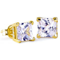 Gold Iced Out Square Stud Earrings 4-Claw