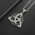 Stainless Steel Trinity Celtic Knot Nordic Rune Pendant Necklace Retro Ethnic Style Irish Knot Lucky Amulet Jewelry for Men
