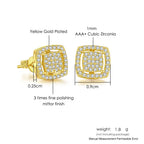 Iced Out Square Zirconia Stud Earrings CZ