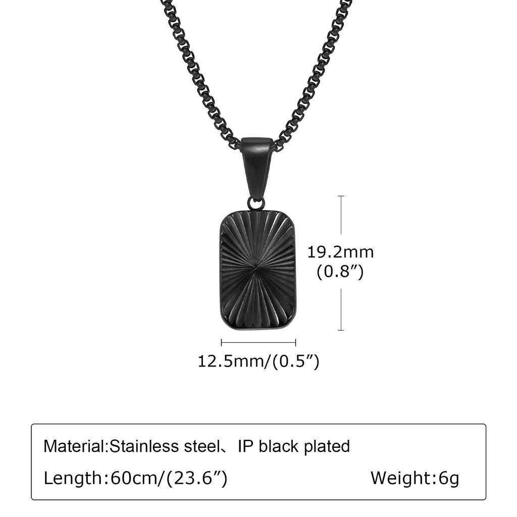 Sunburst Square Pendant Necklace — Stainless Steel