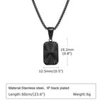 Sunburst Square Pendant Necklace — Stainless Steel