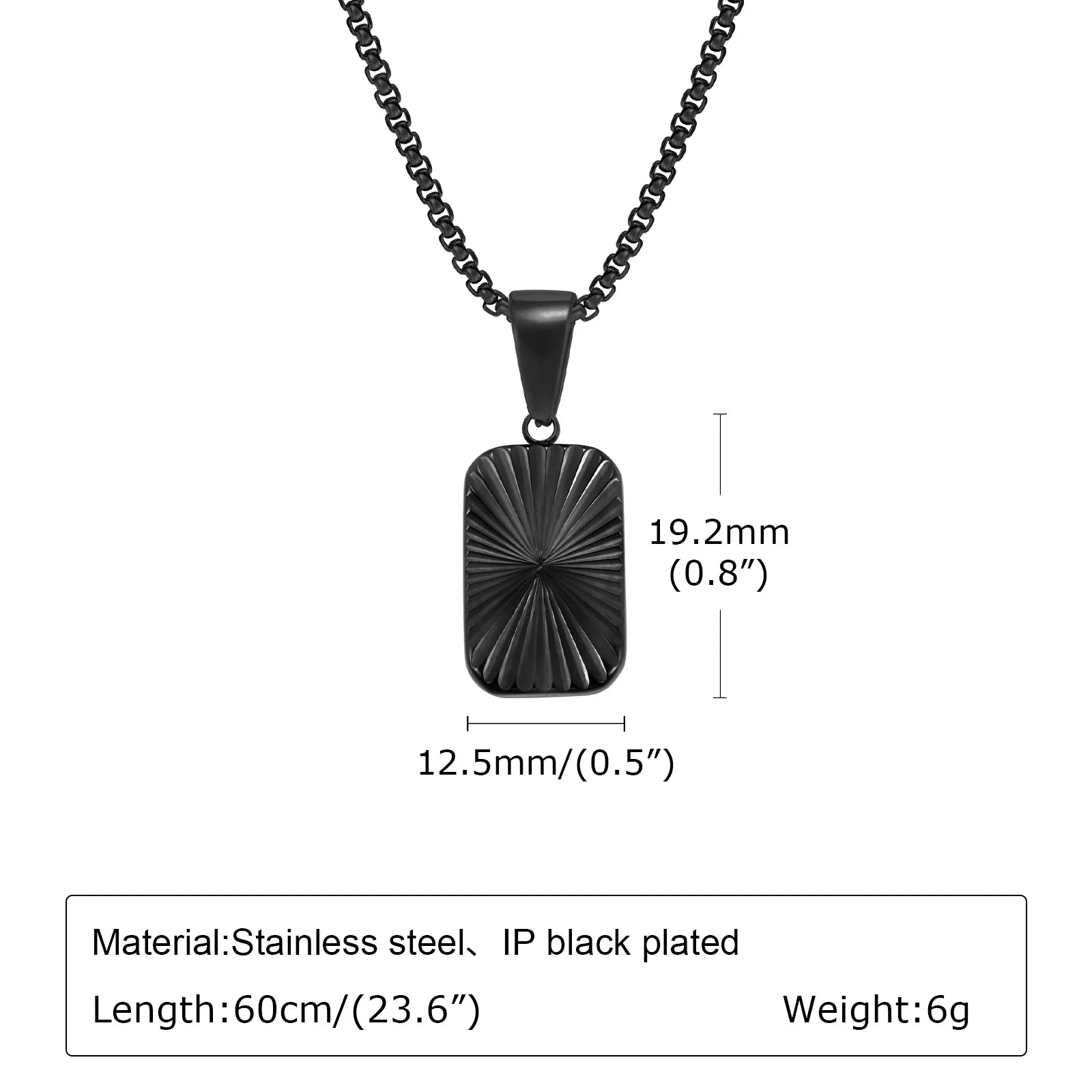 Sunburst Square Pendant Necklace — Stainless Steel