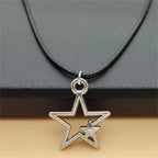 Pentagram Black Rope Necklace