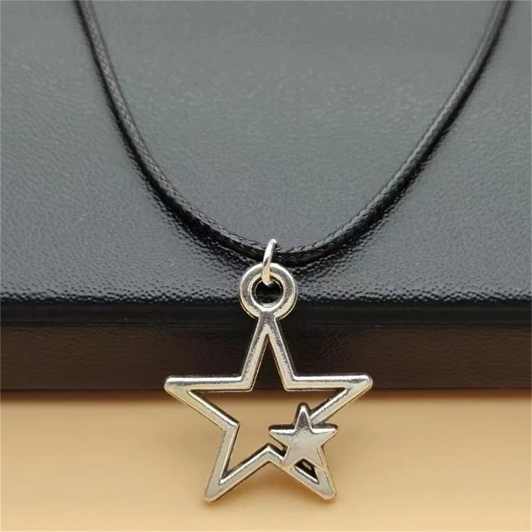 Pentagram Black Rope Necklace