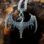 Viking Dragon Stainless Steel Pendant Necklace