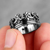 Royal Crown Ring with Red Rhinestones — Stainless Steel